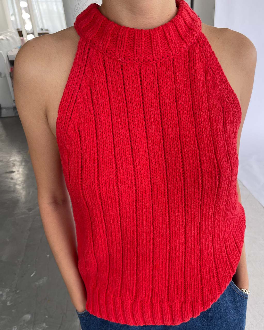 Claire Cotton Sweater Tank - Chili Pepper - Image 2