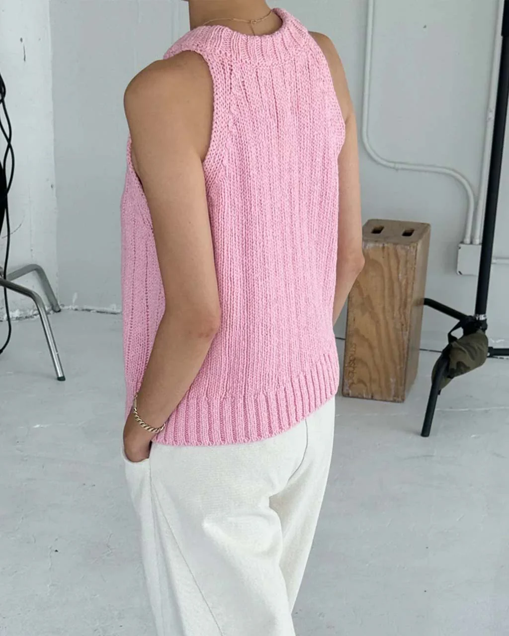 Claire Cotton Sweater Tank - Pink - Image 2
