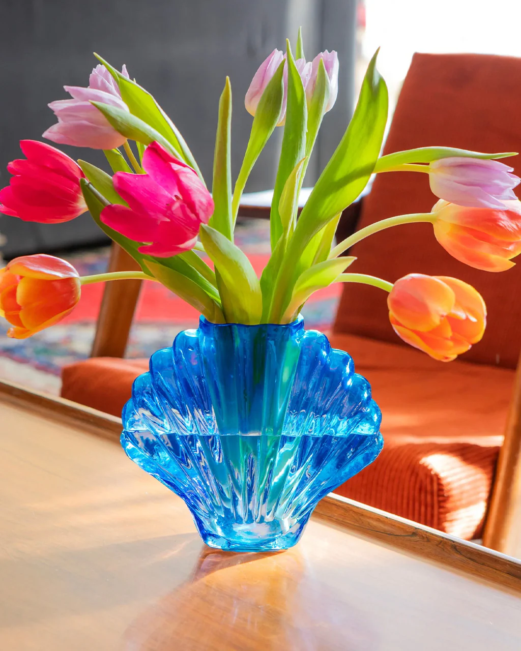Cobalt Blue Glass Seashell Vase - Image 2