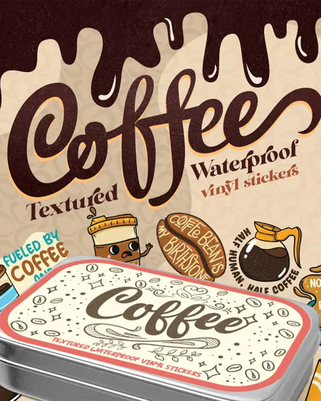 Coffee Stickers Tin Can - Image 3