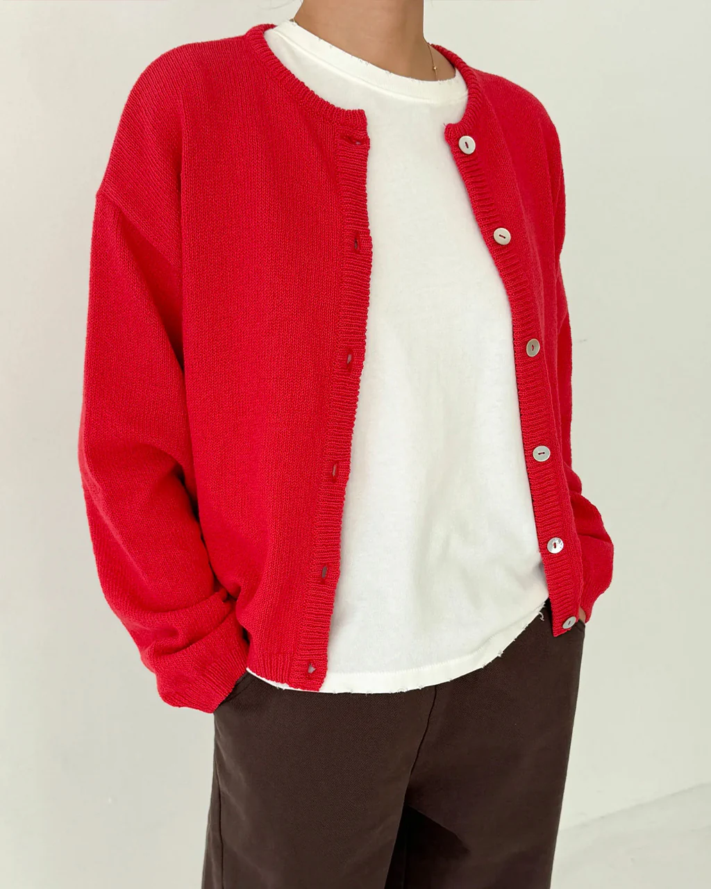 Cotton Leila Cardigan - Chili - Image 2