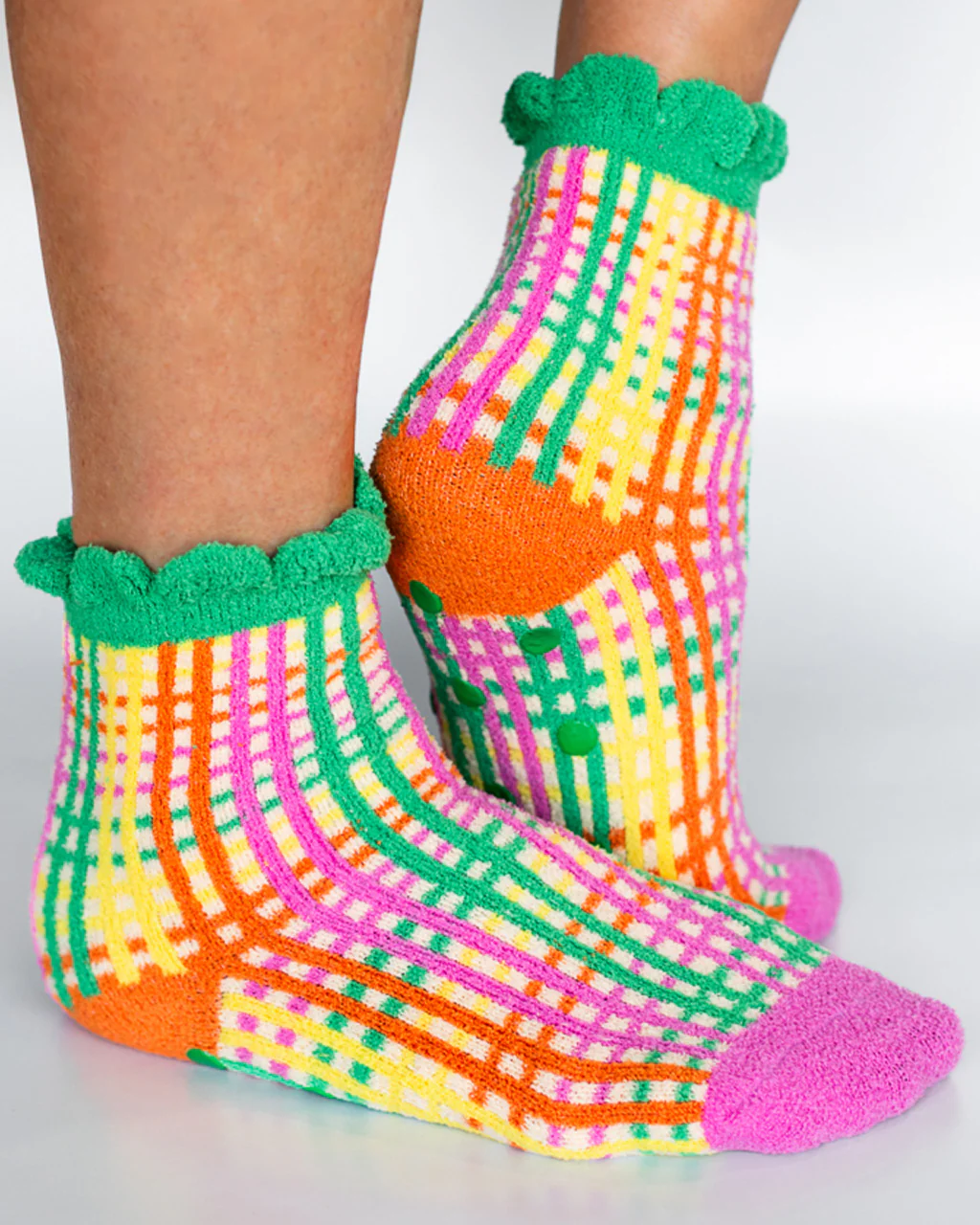 Cozy Grip Socks - Colorful Grid - Image 2
