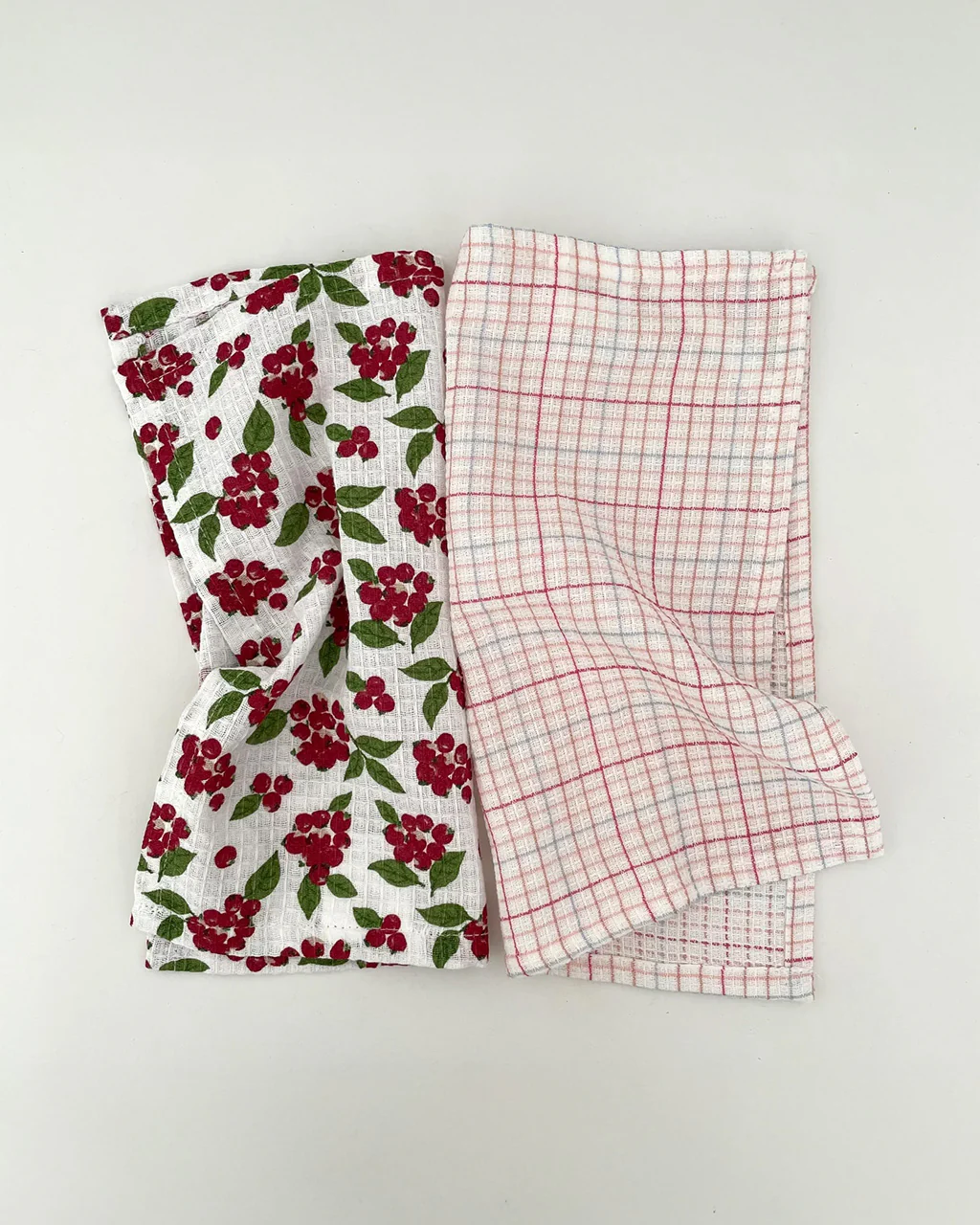 Cranberry Plaid Kitchen Dishcloths - Set Of 2