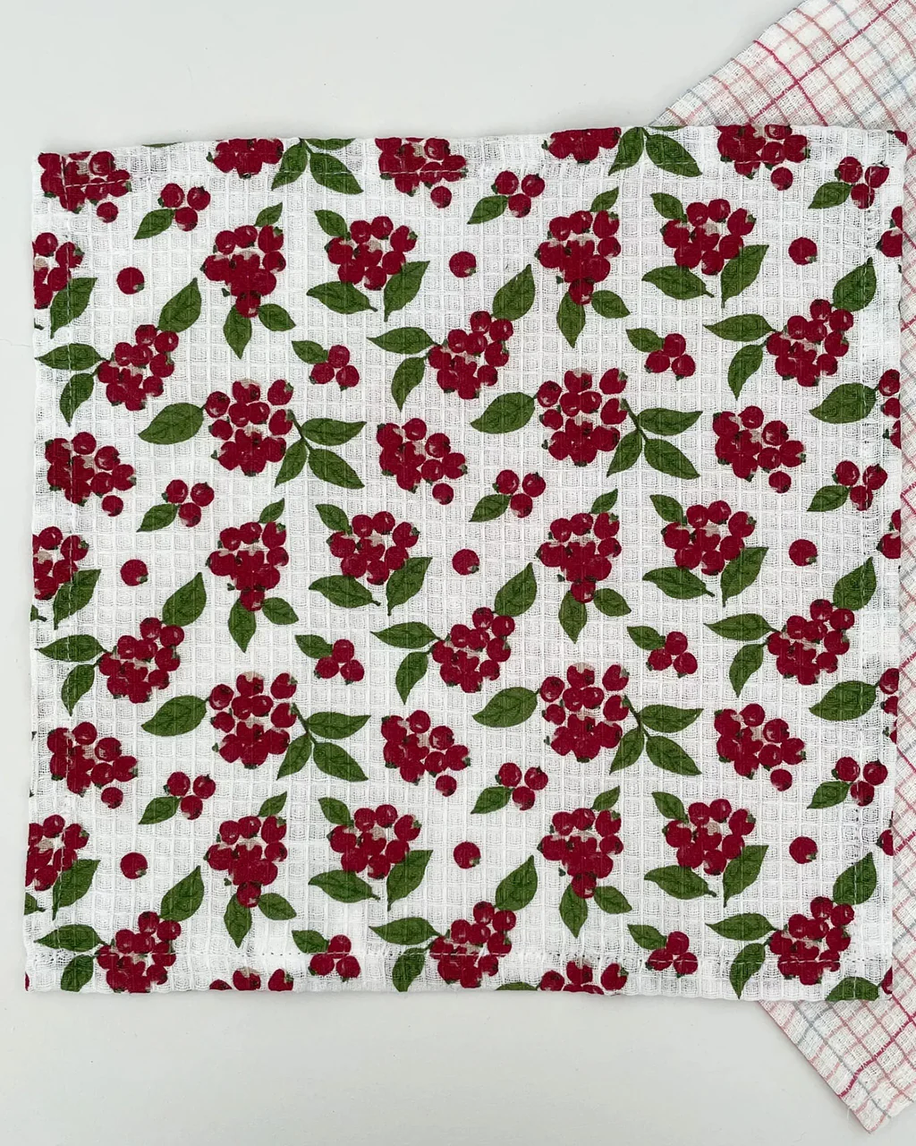 Cranberry Plaid Kitchen Dishcloths - Set Of 2 - Image 2