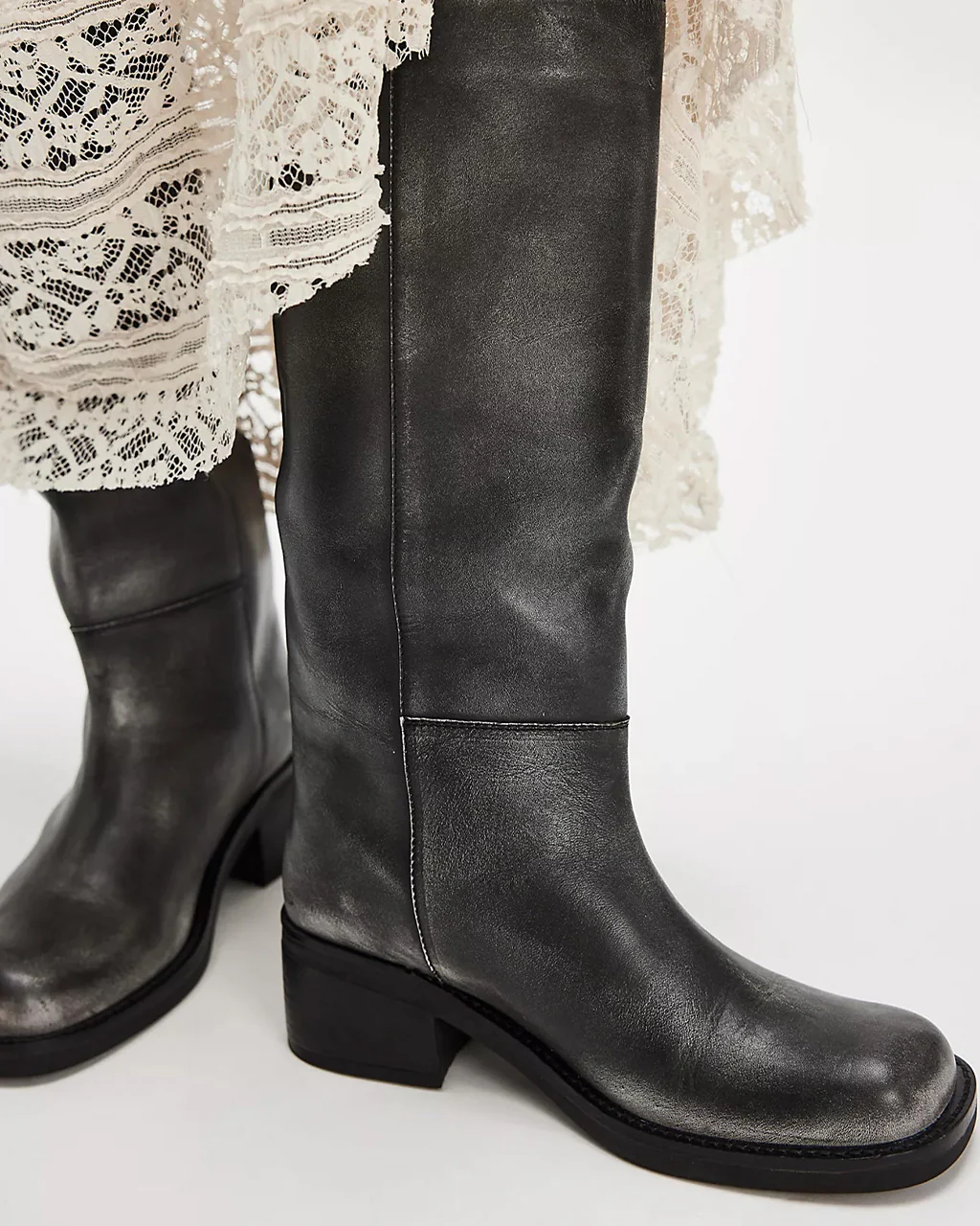 Dana Distressed Pull-On Boot - Black Leather