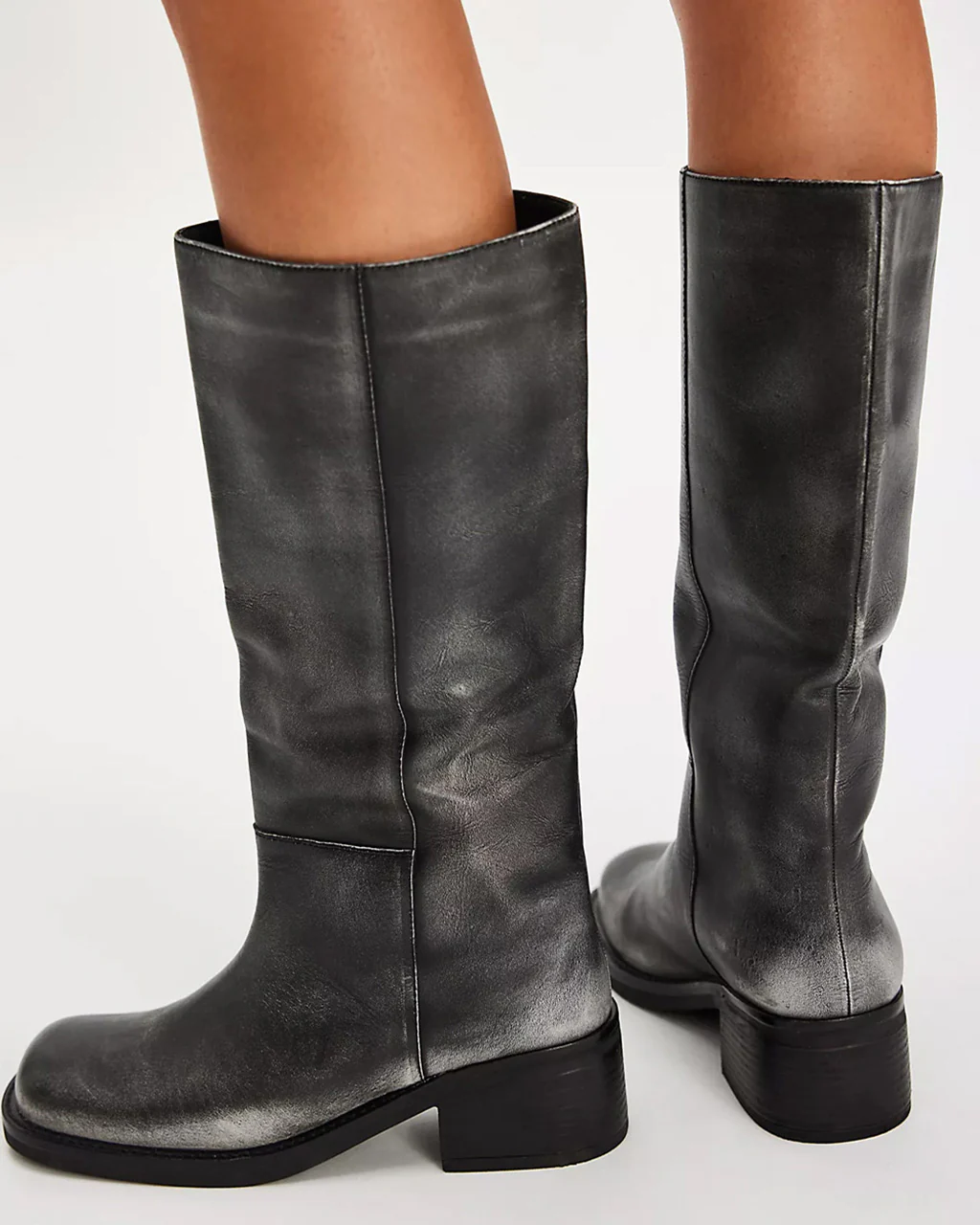 Dana Distressed Pull-On Boot - Black Leather - Image 2
