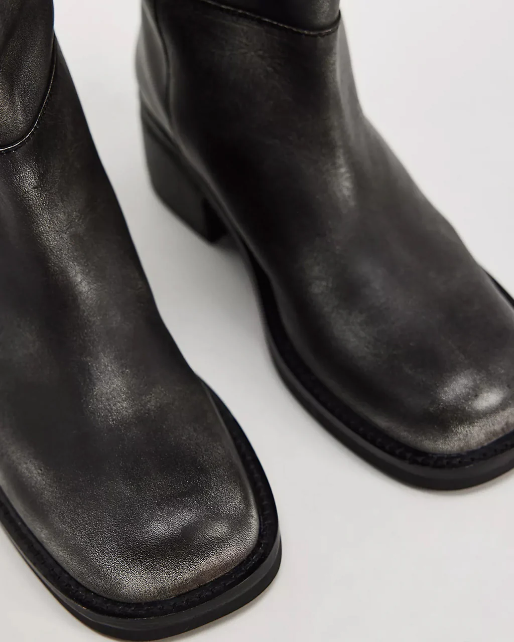 Dana Distressed Pull-On Boot - Black Leather - Image 3