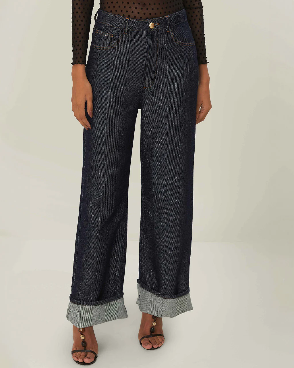 Denim Shine Wide Leg Pants - Image 3