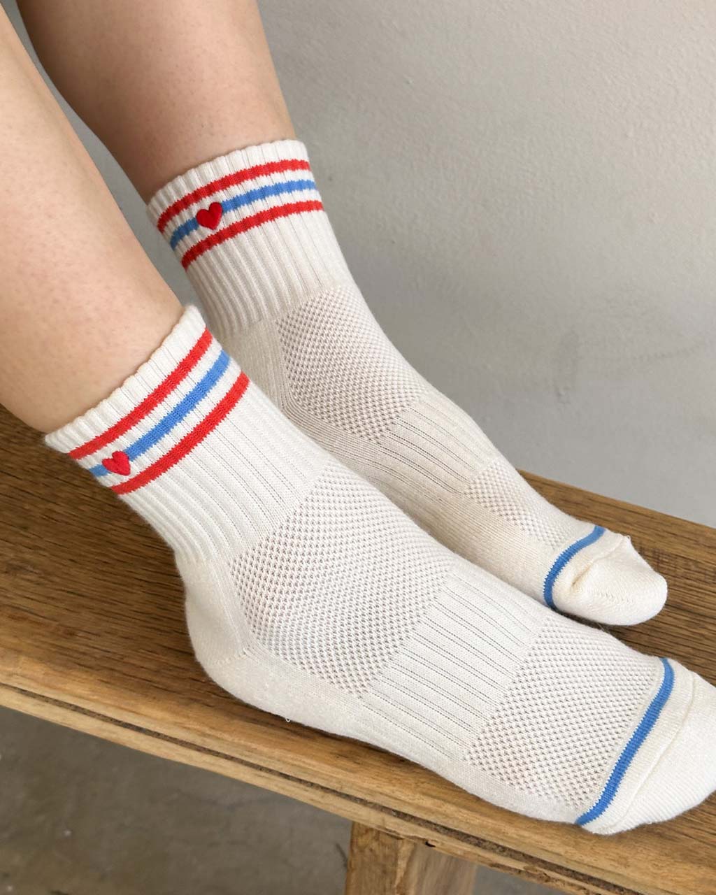 Embroidered Girlfriend Socks - Leche + Heart