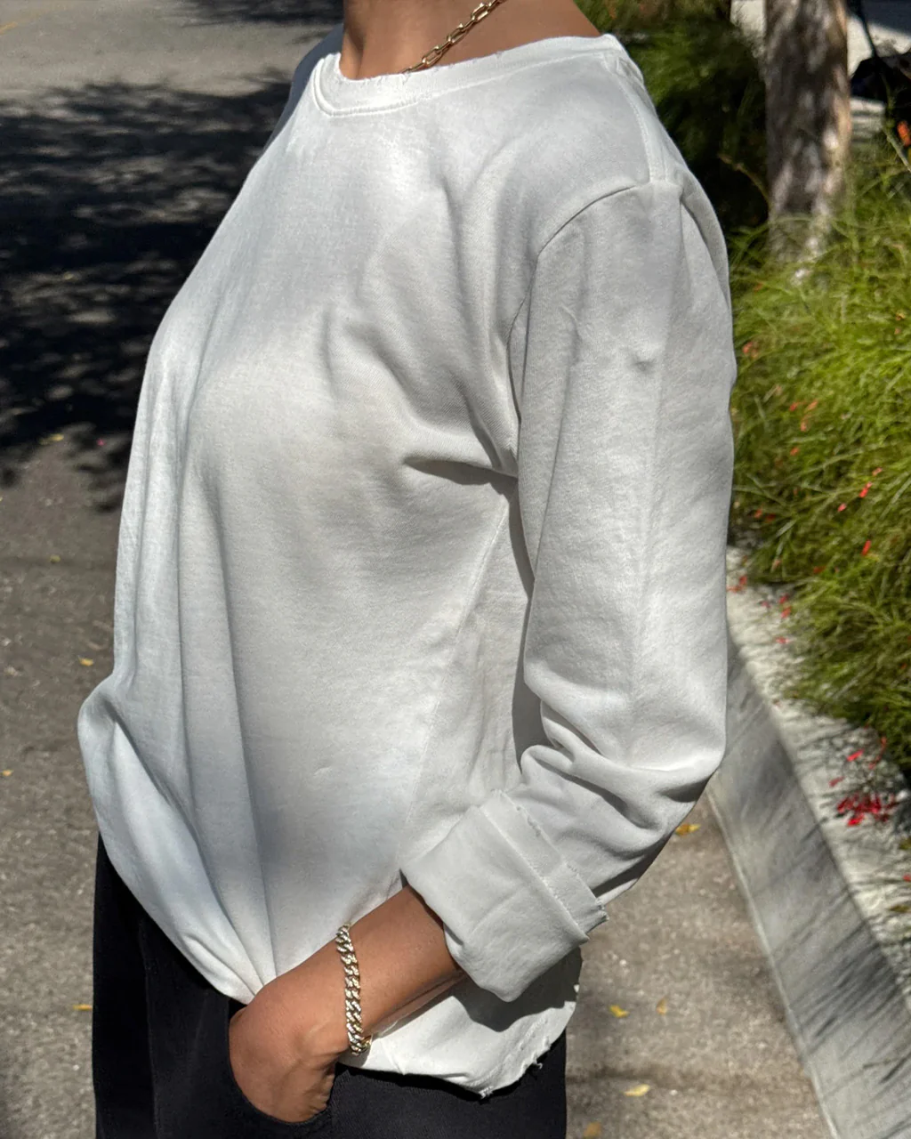 Everyday Long Sleeve Top - Vintage White - Image 2