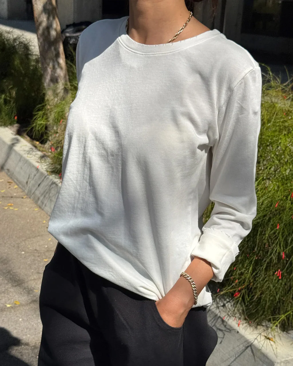 Everyday Long Sleeve Top - Vintage White - Image 3