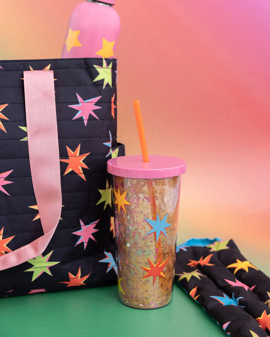 Glitter Bomb Sip Sip Tumbler with Straw - Starburst - Image 2
