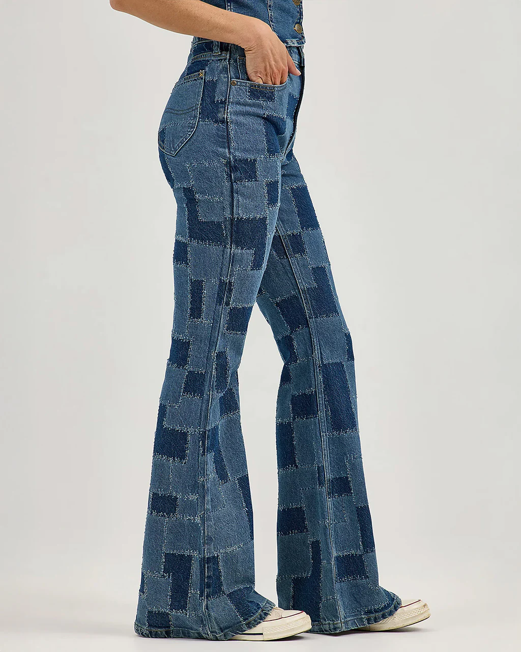 High Rise Patchwork Flare Jeans - Traveling Pant - Image 4