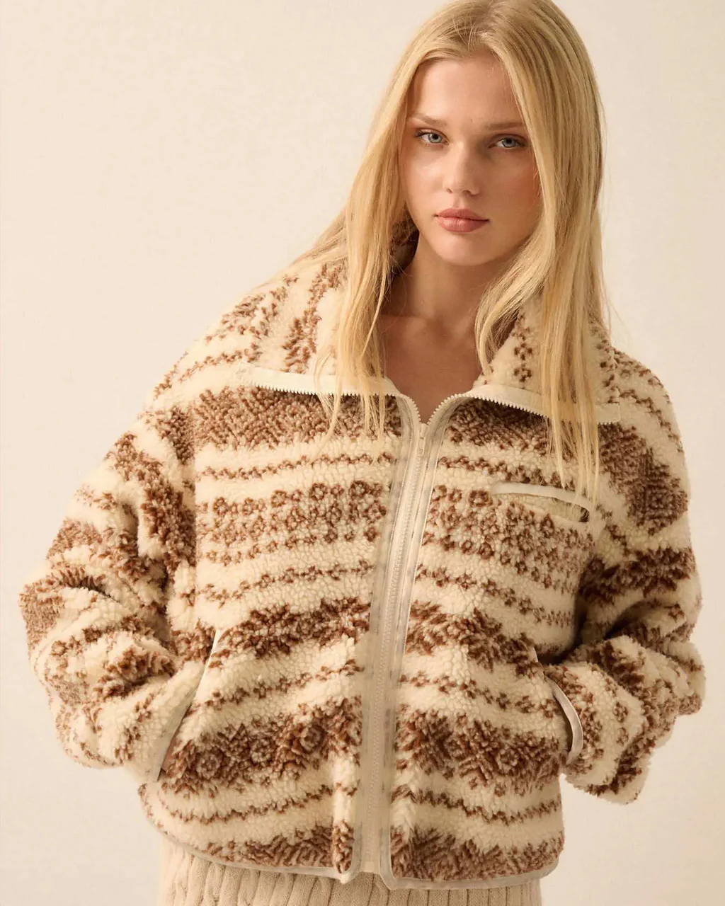 Highland Trails Alpine-Print Sherpa Fleece Jacket - Image 2