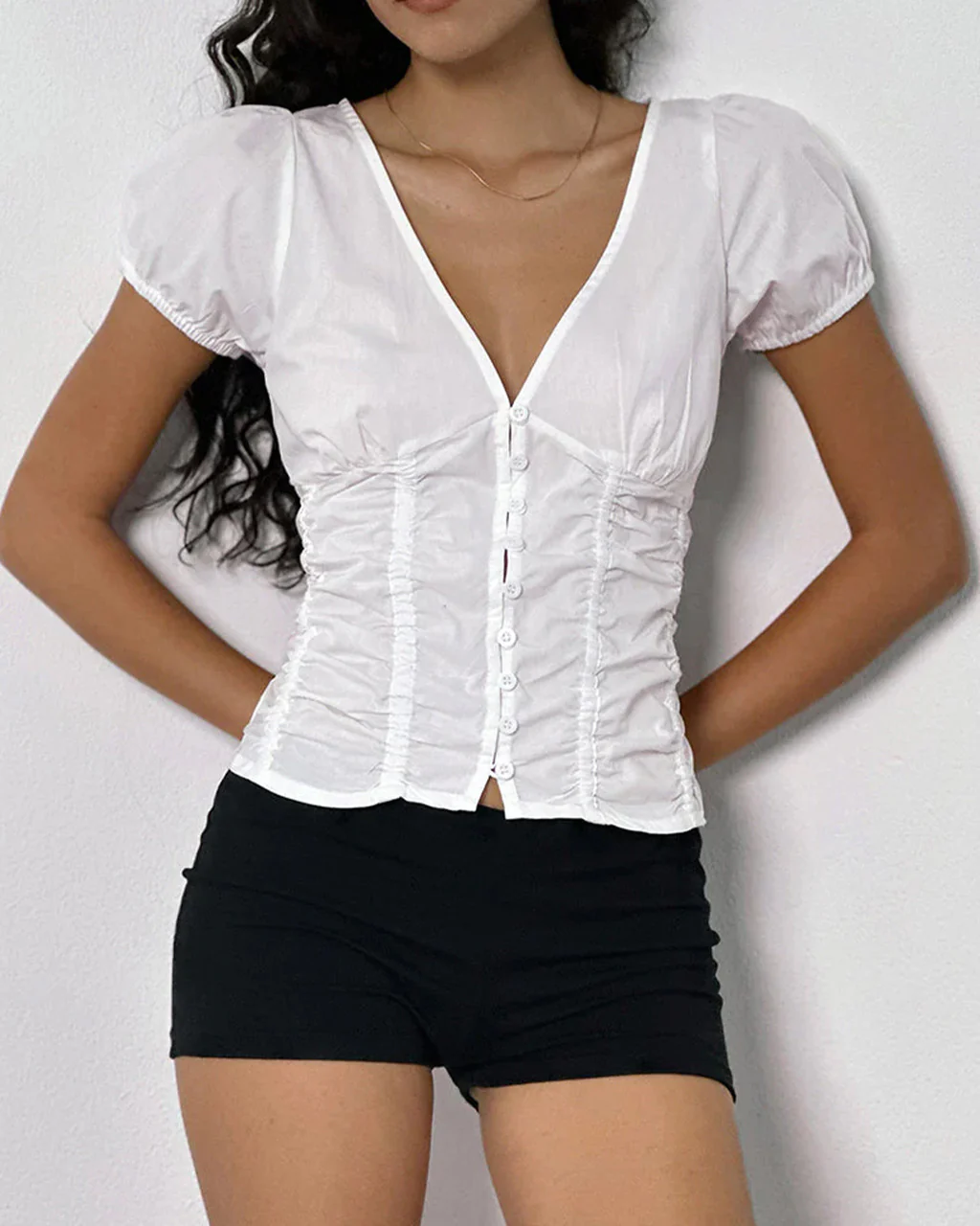Ilase Ruched Blouse - White - Image 2