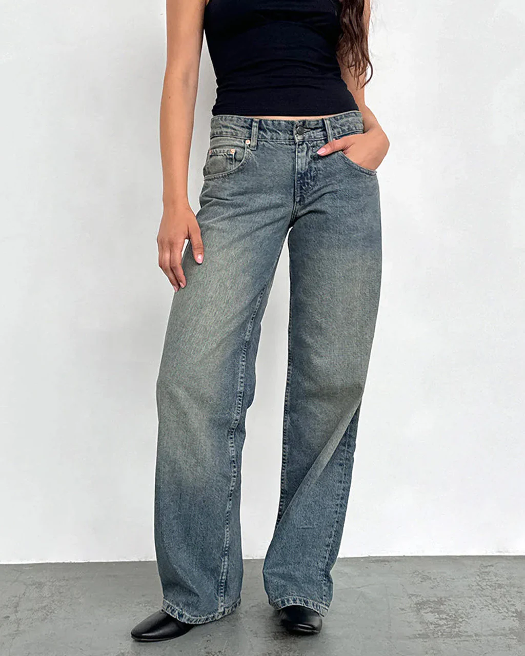 Low Rise Parallel Jeans - Extreme Blue Green