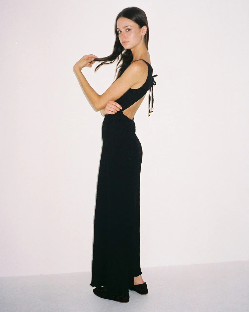 Maya Crinkle Dress - Black - Image 3