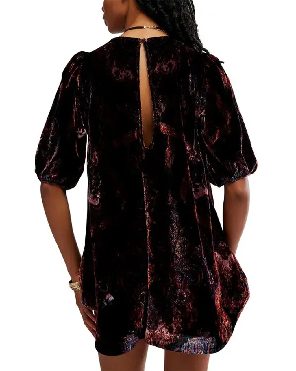 Maye Printed Velvet Tunic - Dark Black Combo - Image 2
