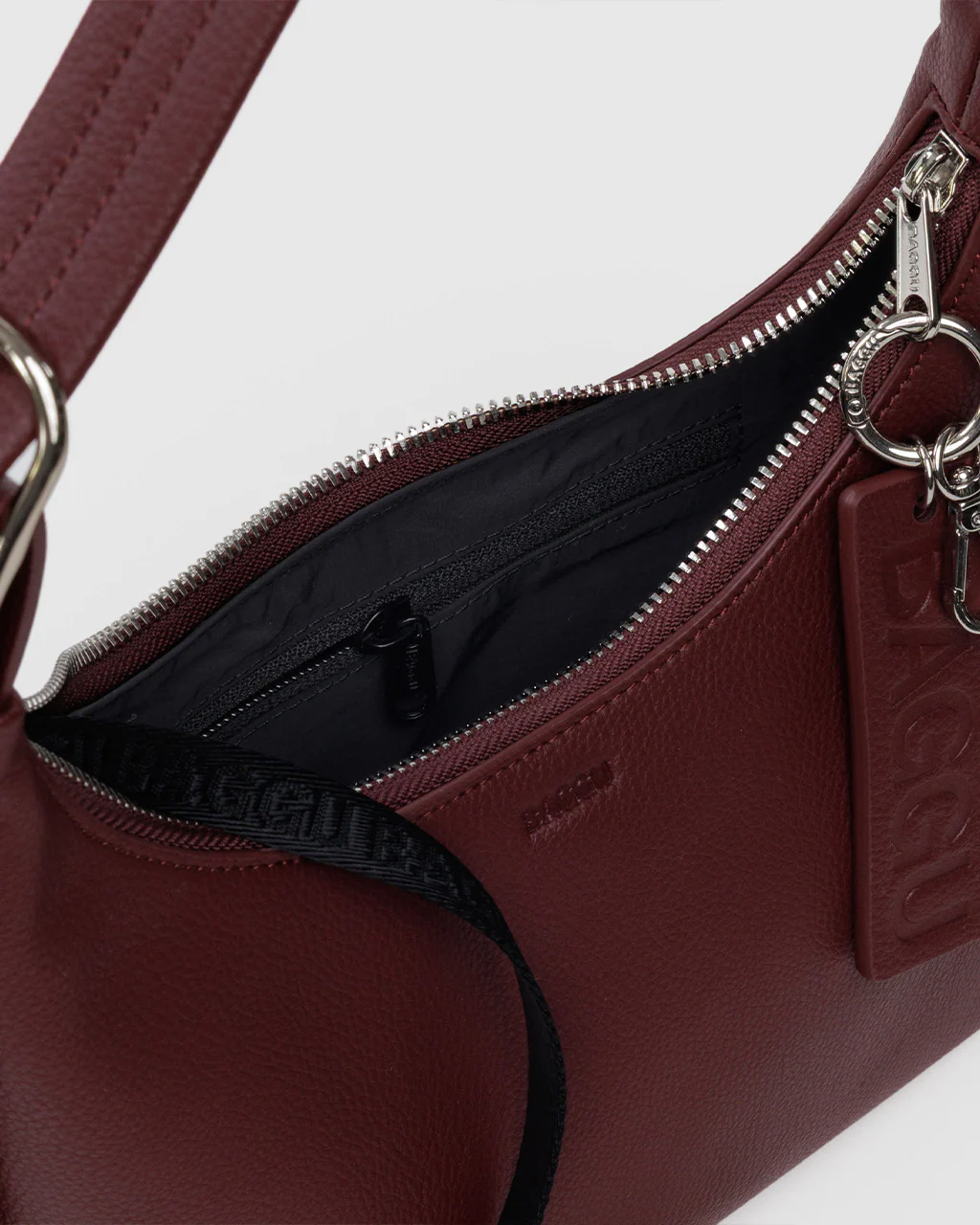 Mini Recycled Leather Shoulder Bag - Mahogany - Image 3