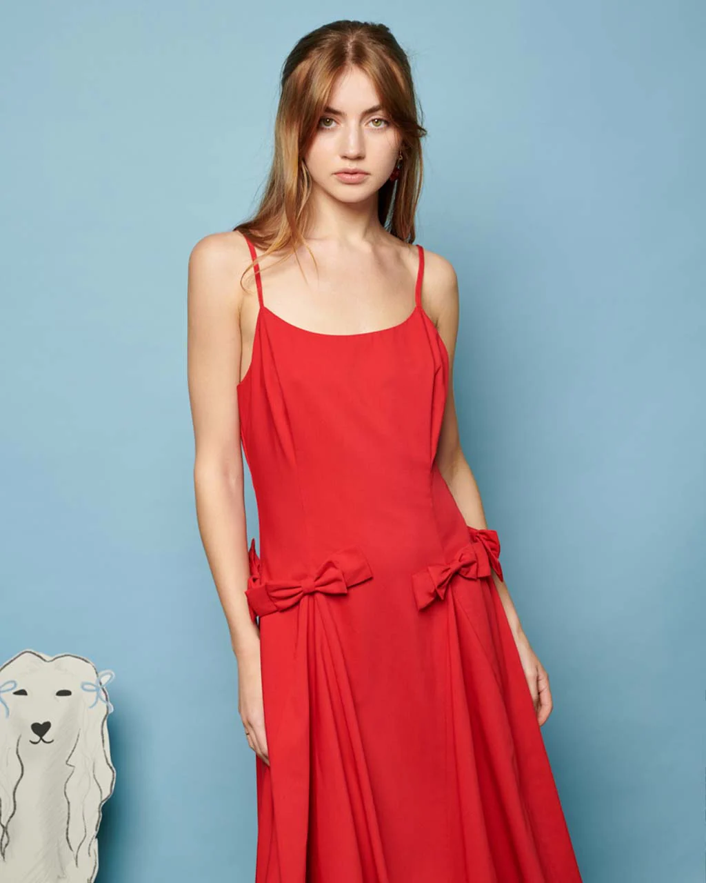 Minnie Bow Cami Dress - Carmin Red - Image 3