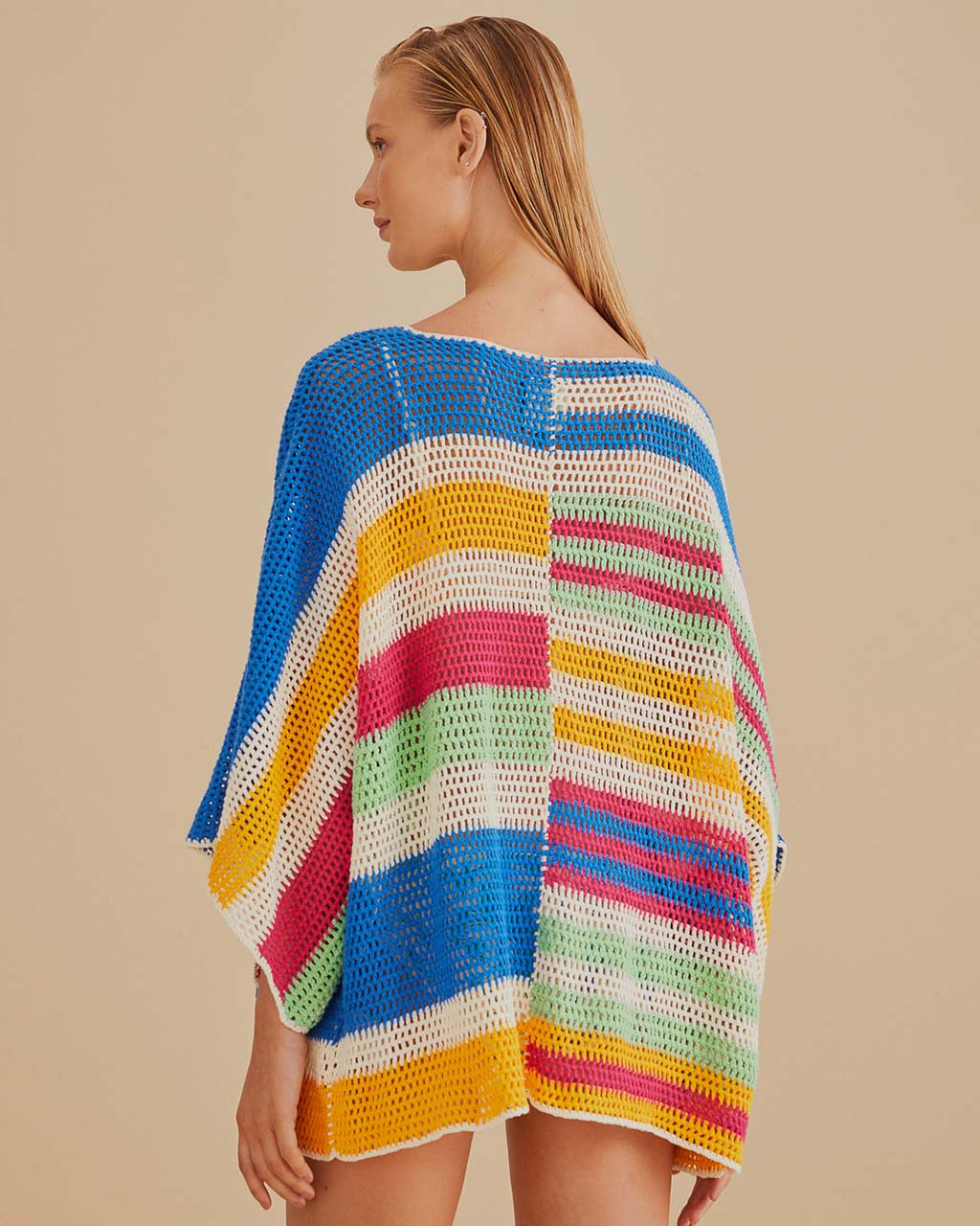 Mixed Stripes Crochet Kimono - Image 3