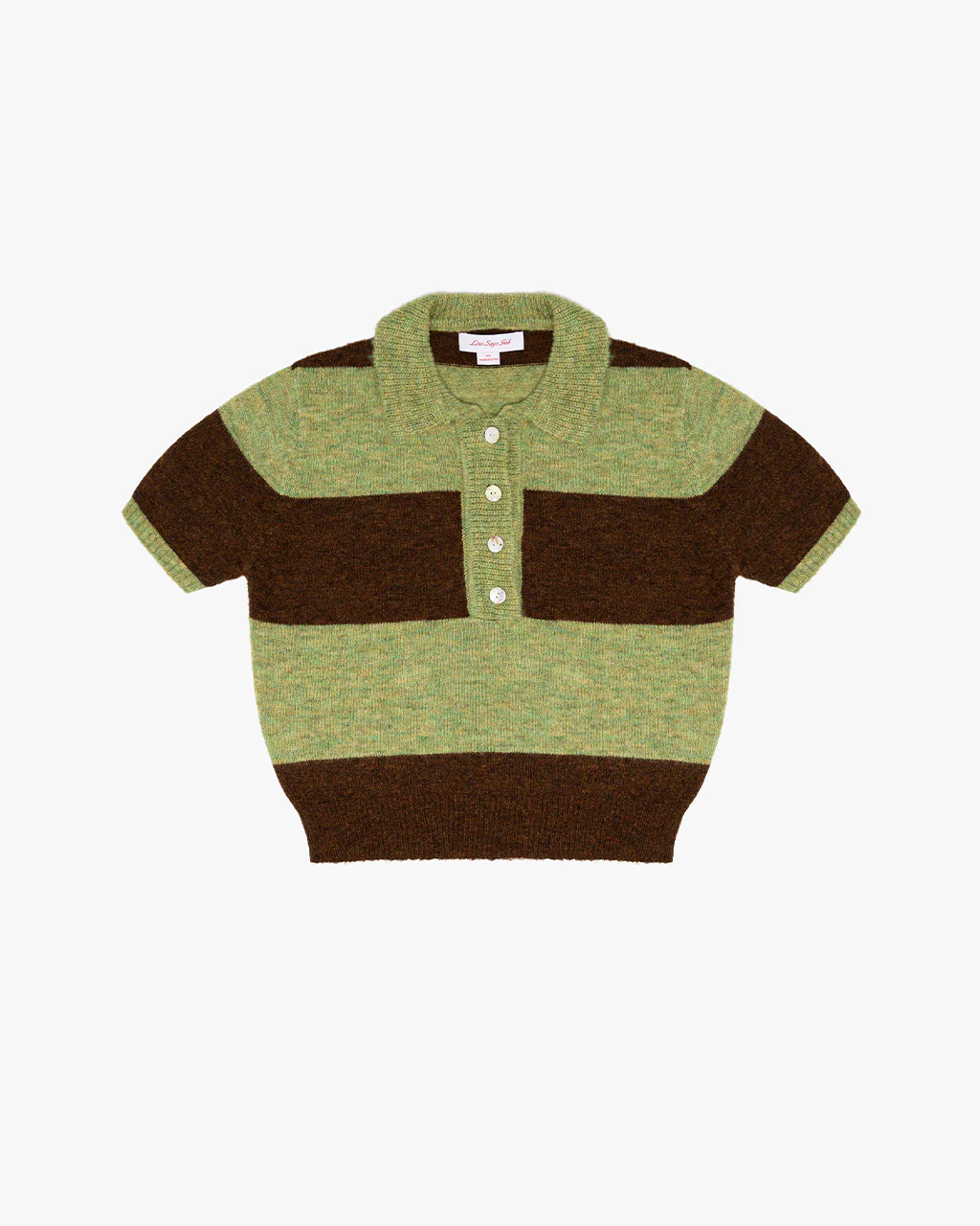Molly Polo Sweater - Mocha + Pistachio Stripe - Image 3