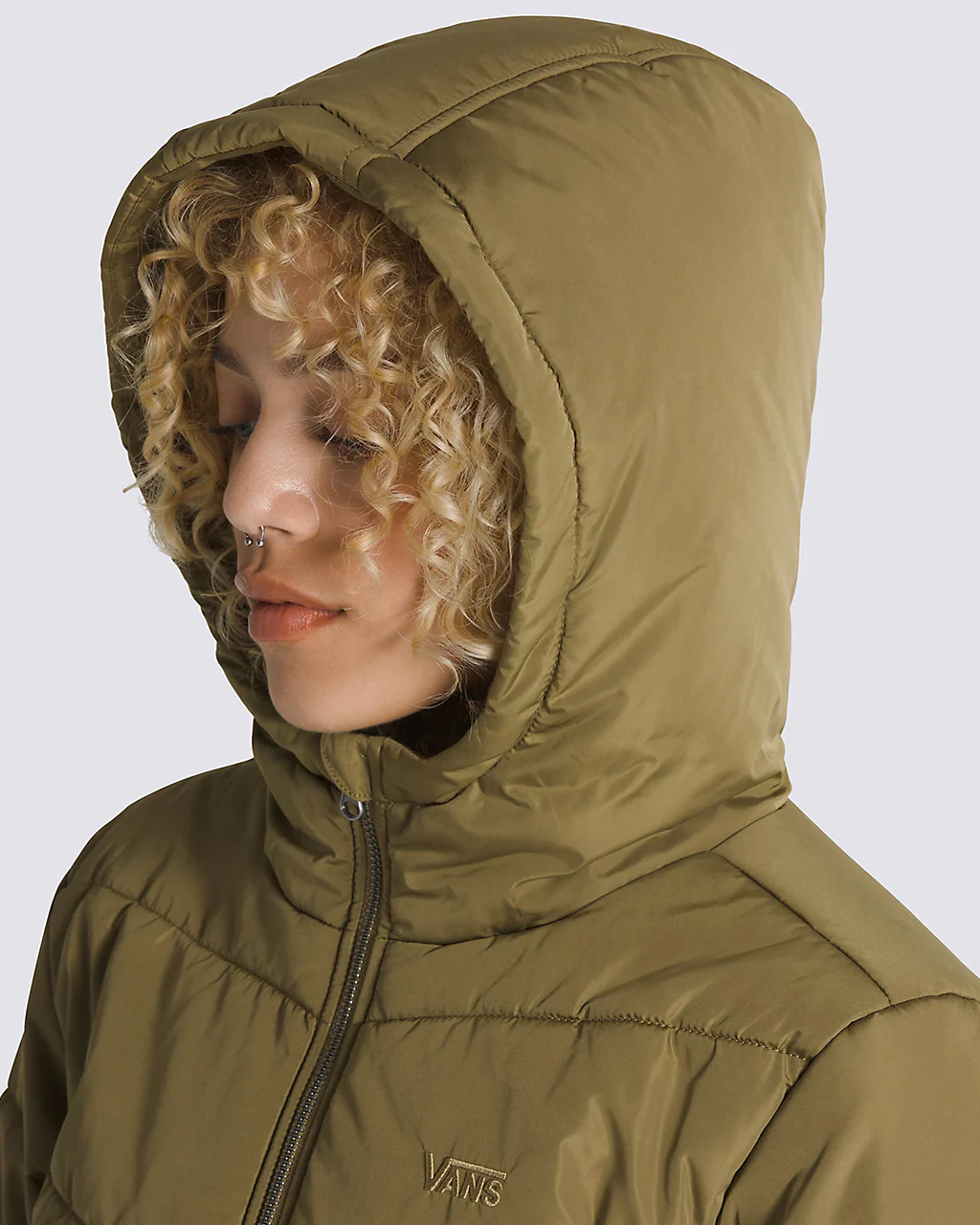 MTE Aubrey Foundry Crop Puff Hood Jacket - Gothic Olive Green - Image 3