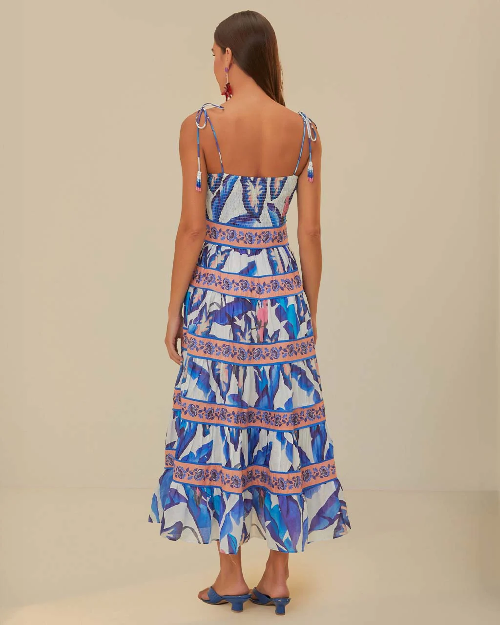 Off-White Blue Foliage Midi Dress - Image 2