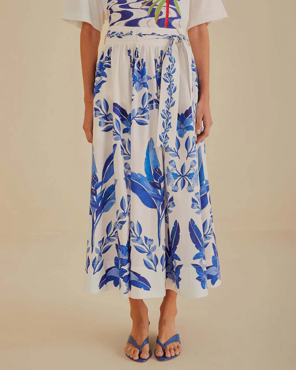 Off-White Blue Yard Organic Cotton Midi Skirt - Image 3