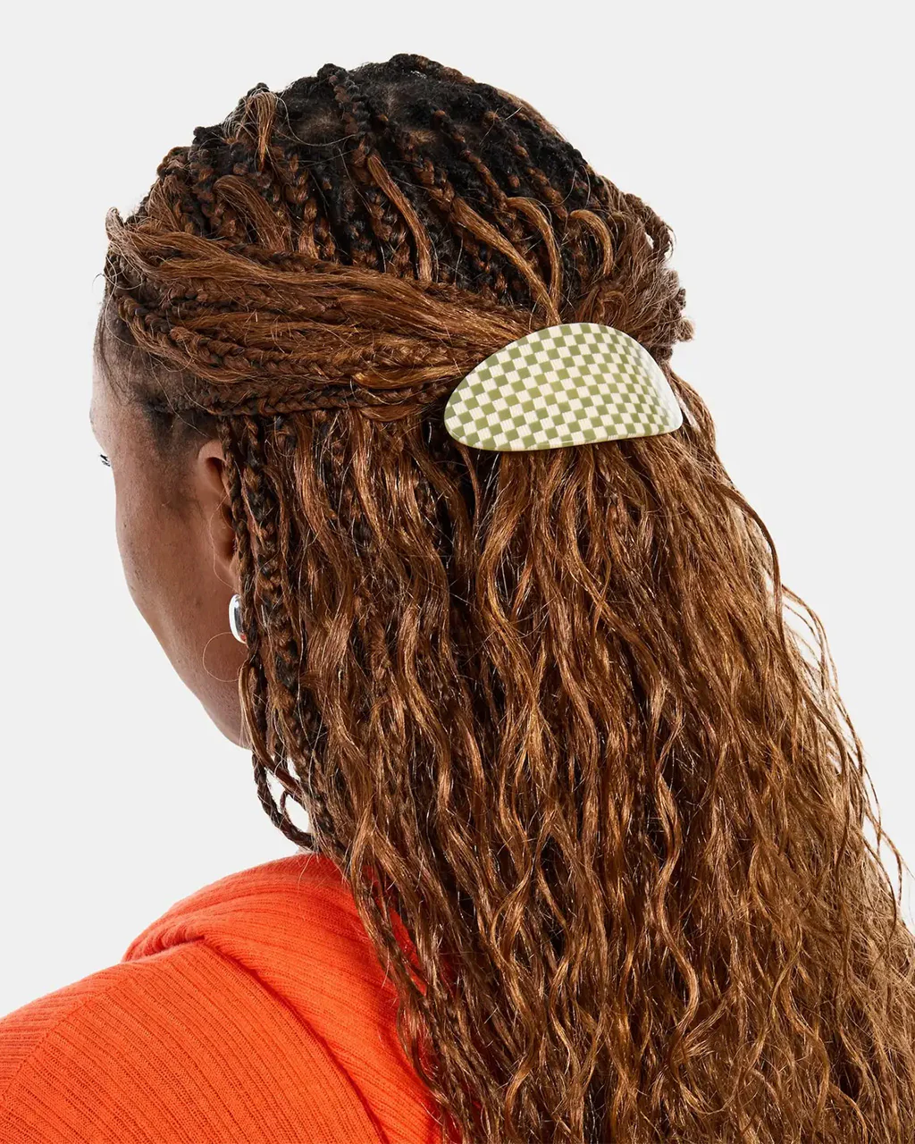 Oval Barrette - Olive Check - Image 2
