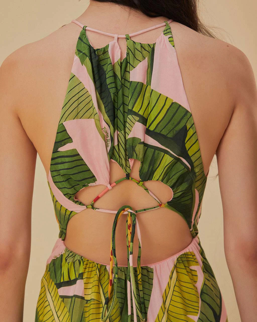 Pink Banana Leaves Sleeveless Maxi Dress - Image 3