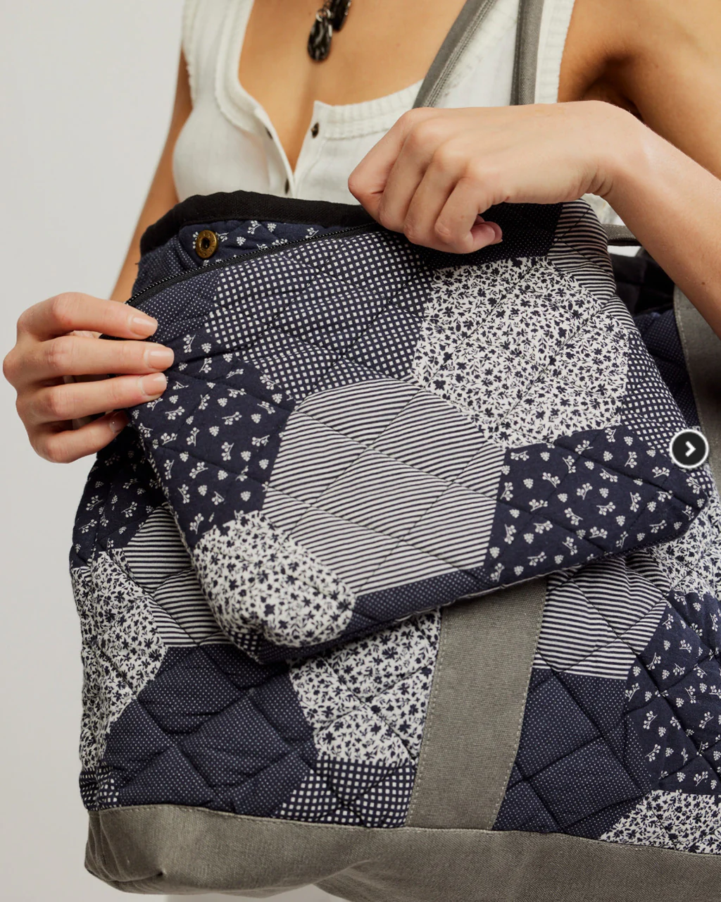 Pippa Patchwork Tote - Blue Combo - Image 2
