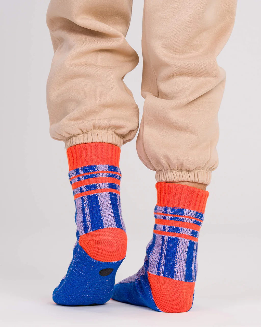 Plaid Stripe House Socks - Cobalt Lilac - Image 4