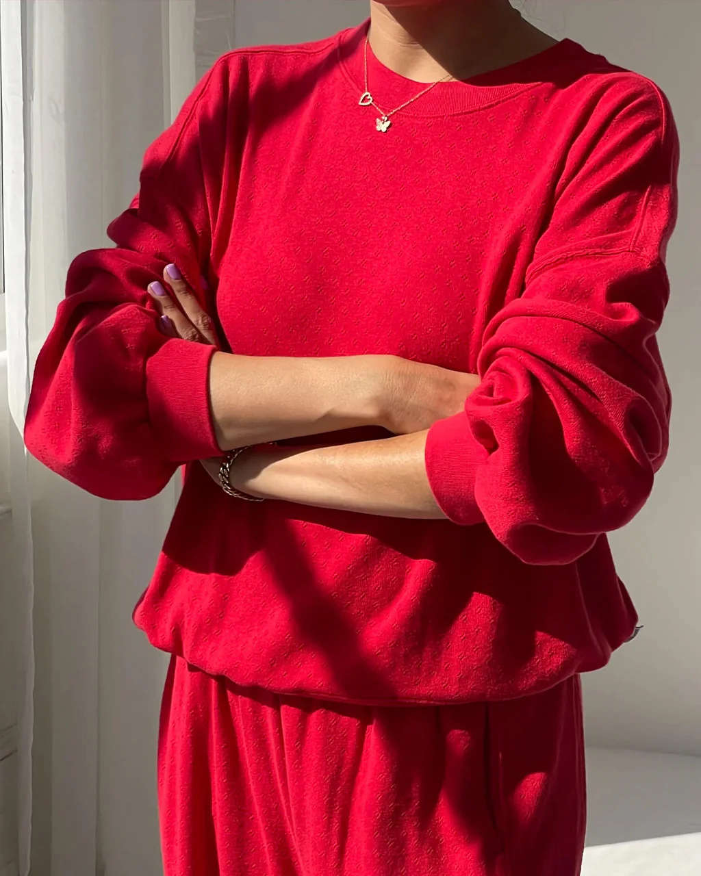 Pointelle Core Sweatshirt - Red Apple - Image 3