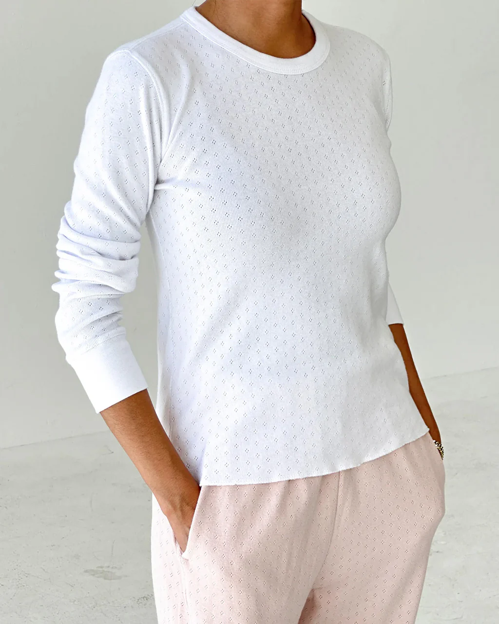 Pointelle Fundamental Tee - Snow White
