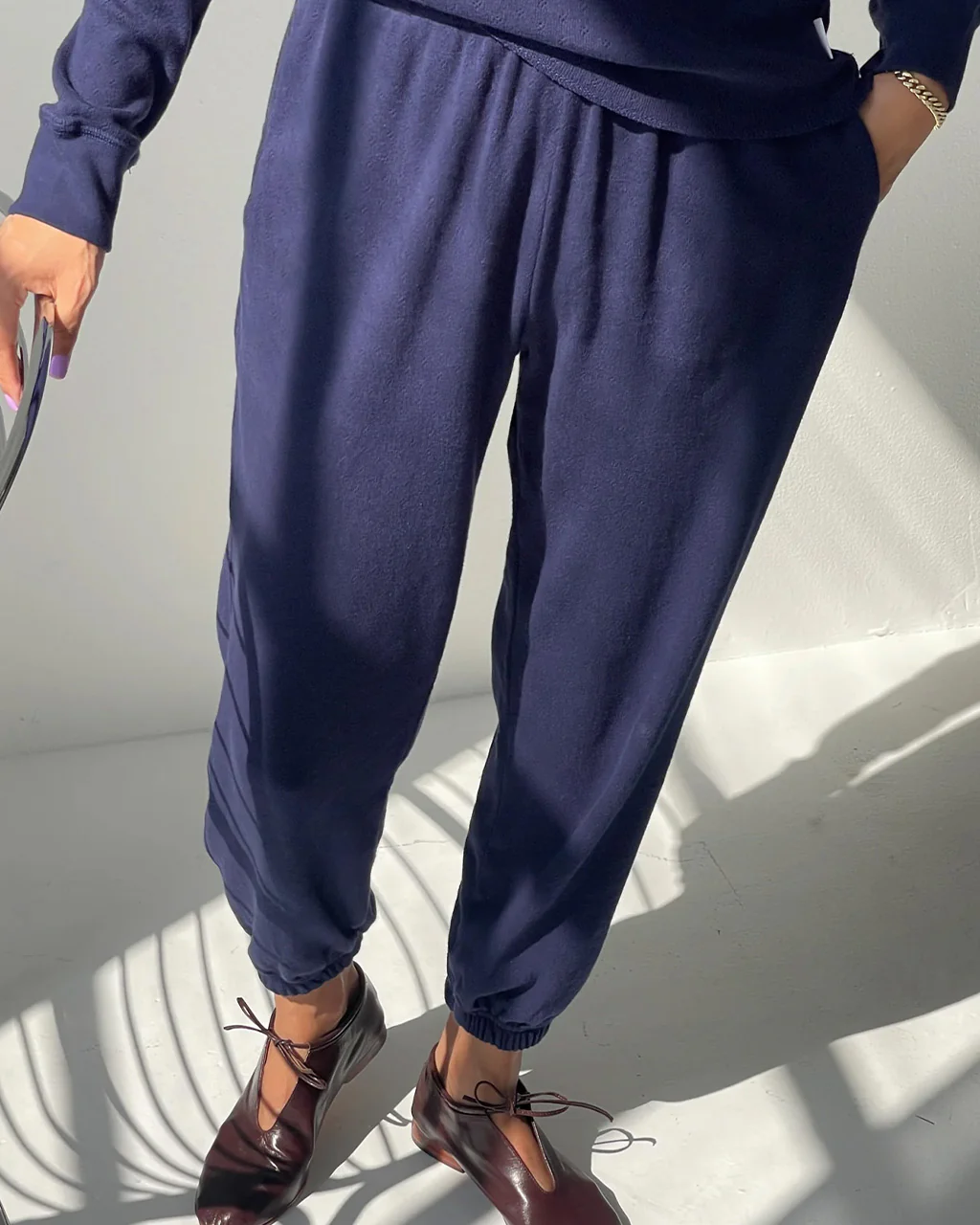 Pointelle Serene Jogger - Navy - Image 3