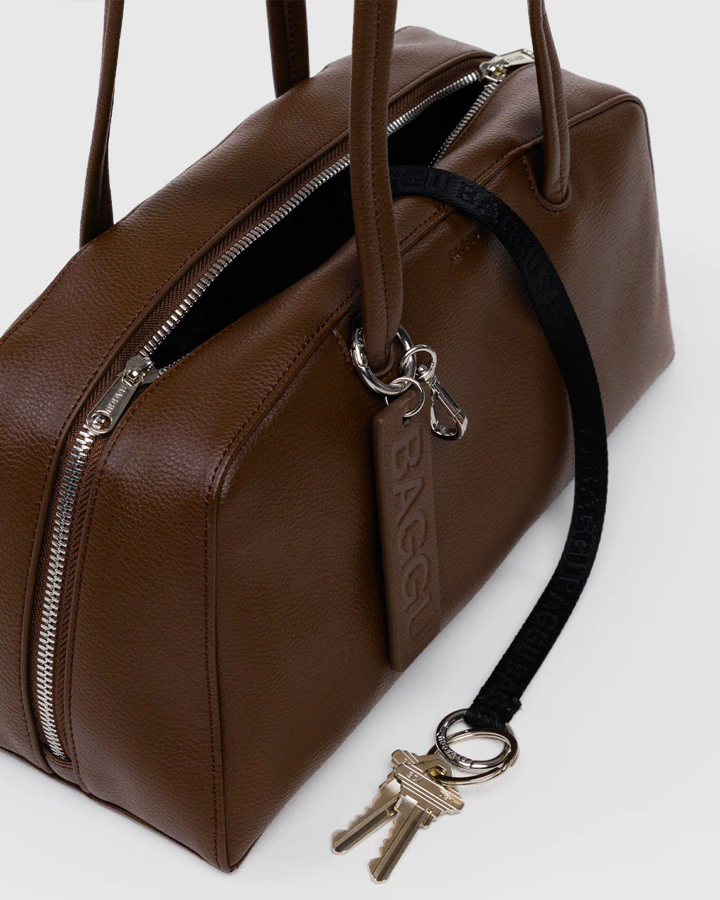 Recycled Leather Bowler Bag - Brown - Image 3