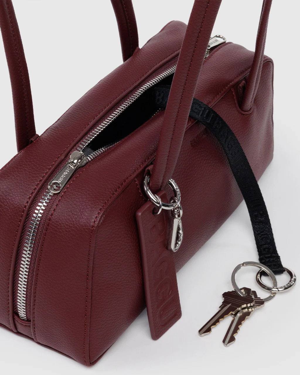 Recycled Leather Bowler Bag - Mahogany - Image 3