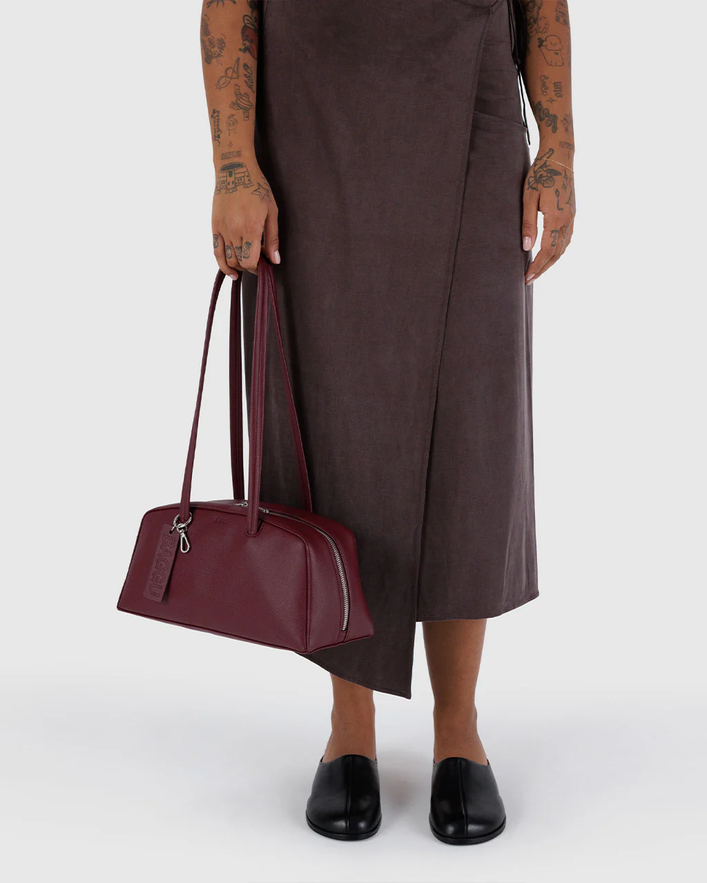 Recycled Leather Bowler Bag - Mahogany - Image 4