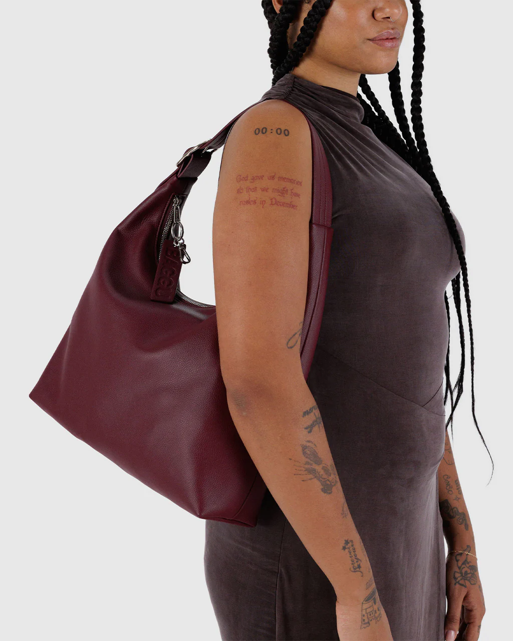 Recycled Leather Shoulder Bag - Mahogany - Image 2
