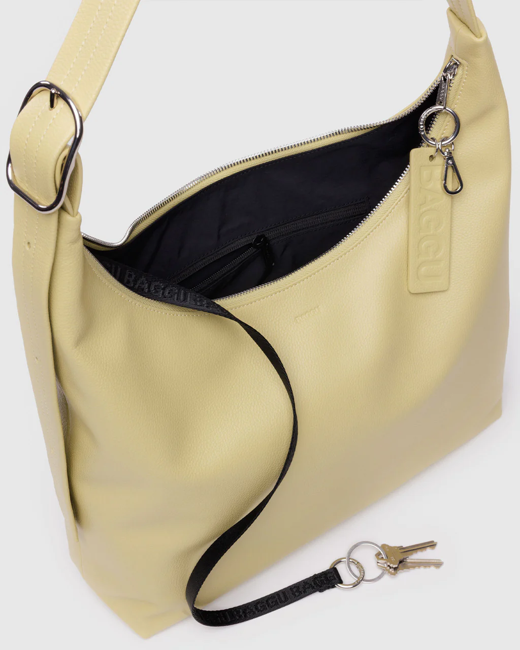 Recycled Leather Shoulder Bag - Straw - Image 3