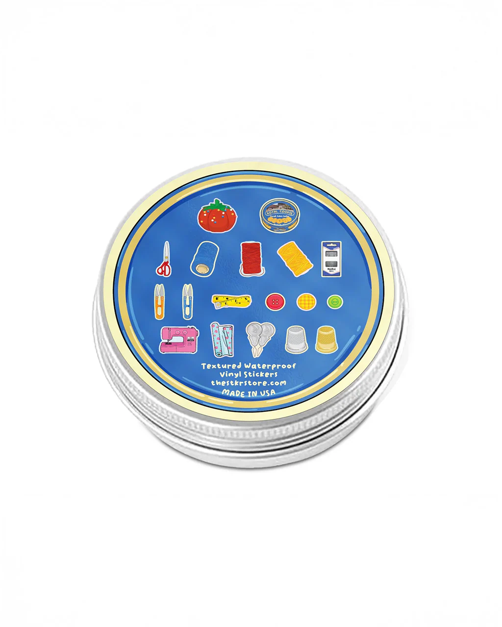 Sewing Kit Stickers Tin Can - Image 2