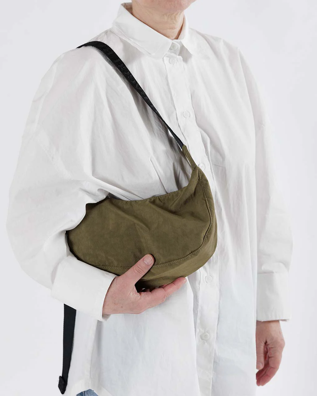 Small Nylon Crescent Bag - Seaweed - Image 2