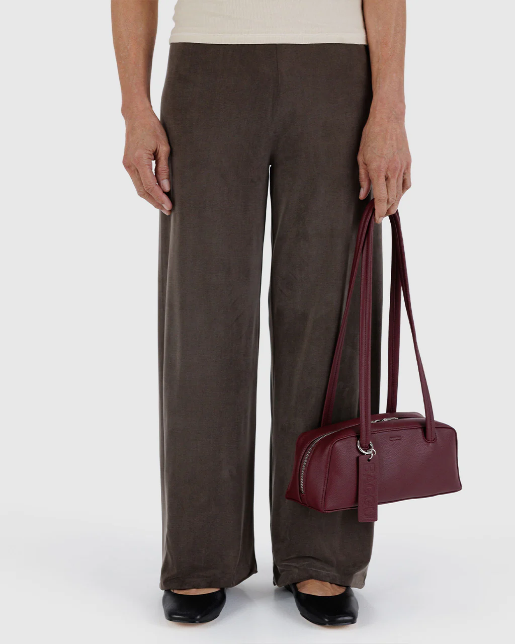 Small Recycled Leather Bowler Bag - Mahogany - Image 2