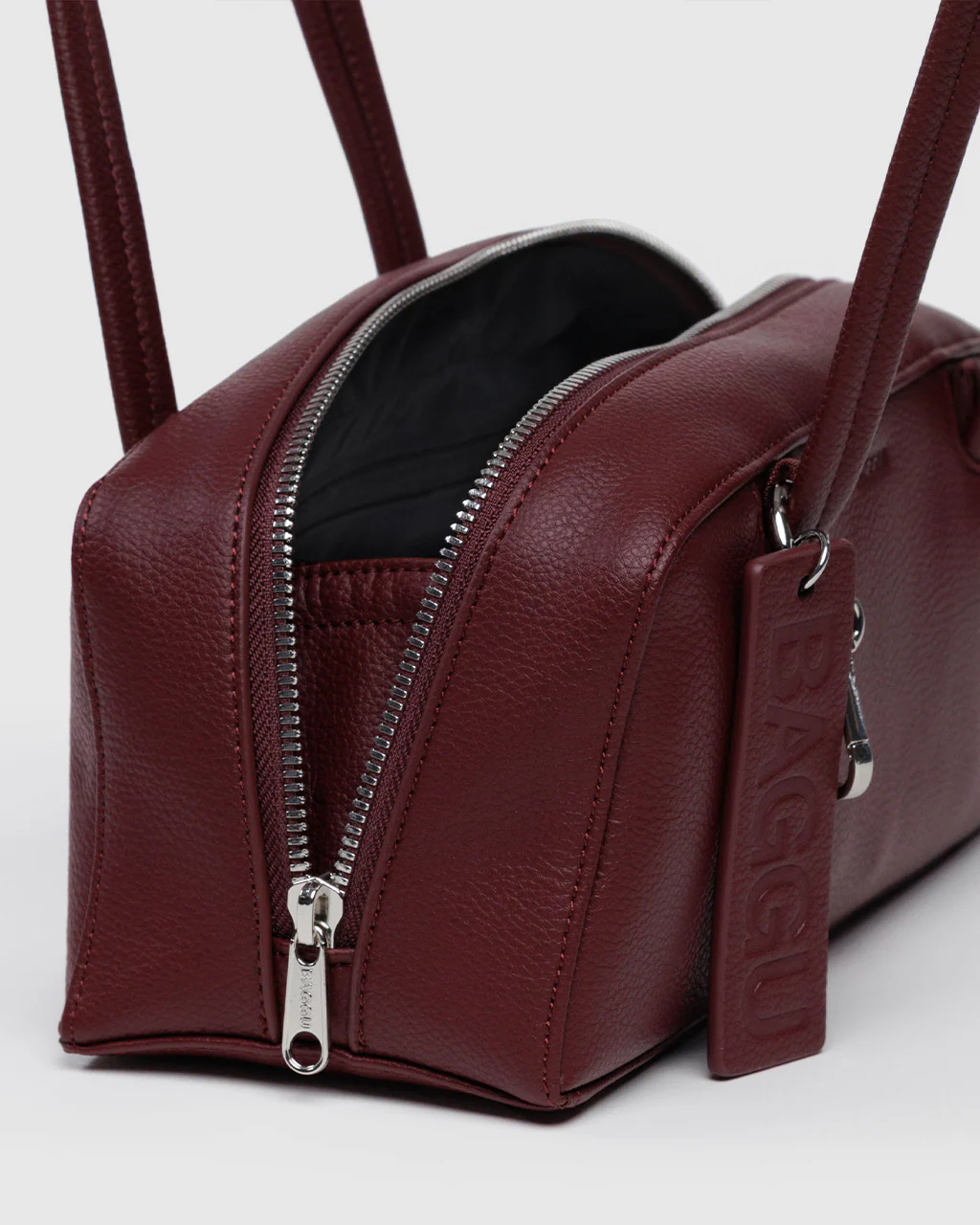 Small Recycled Leather Bowler Bag - Mahogany - Image 5
