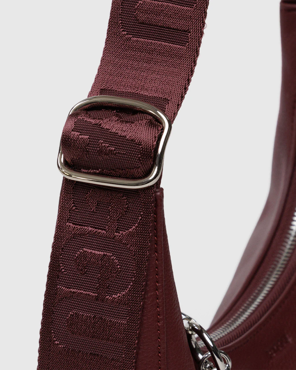 Small Recycled Leather Crescent Bag - Mahogany - Image 4