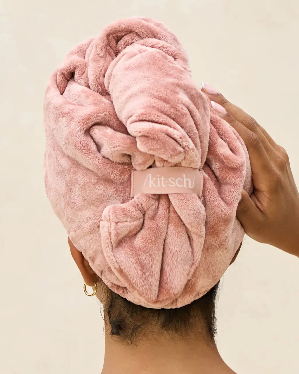 Terracotta Plush Microfiber Hair Towel - Image 4