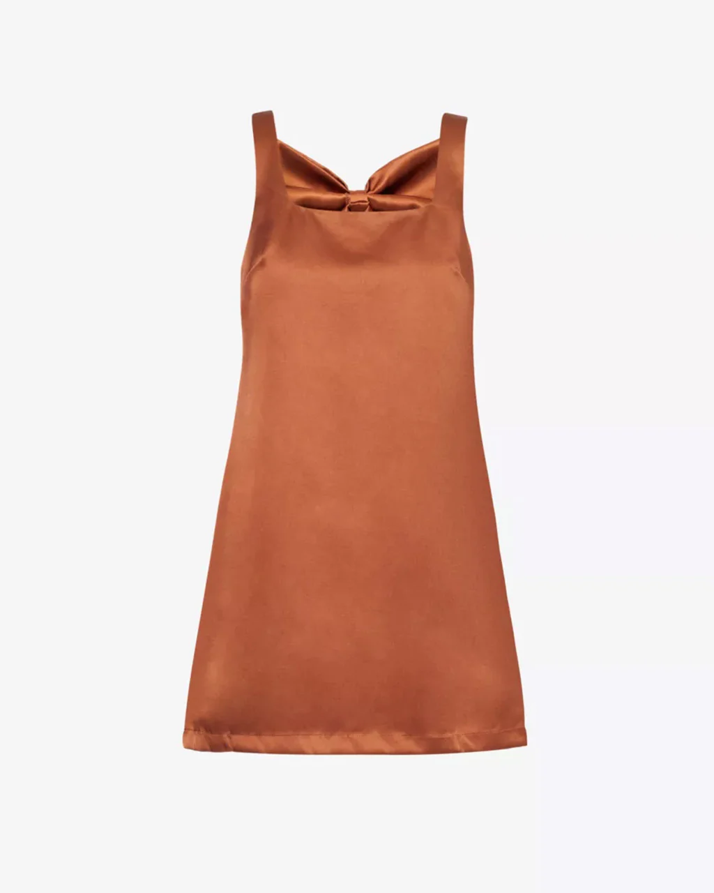 The Mini Satin Shift Dress - Chocolate - Image 3