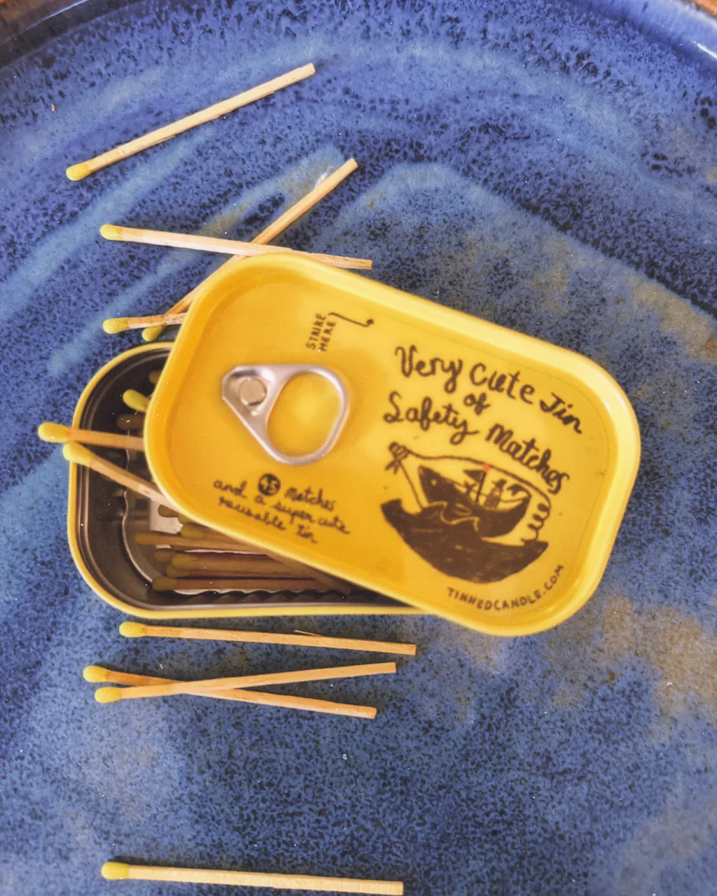 Very Cute Tin Of Safety Matches - Yellow