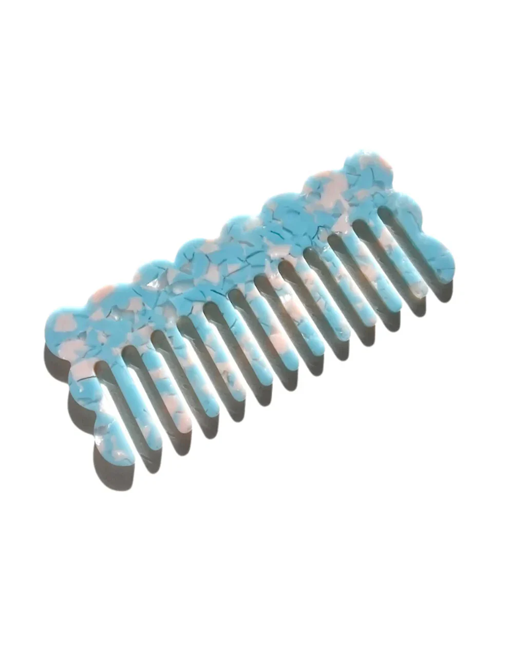 Wavy Acetate Hair Comb - Blue Tortoise